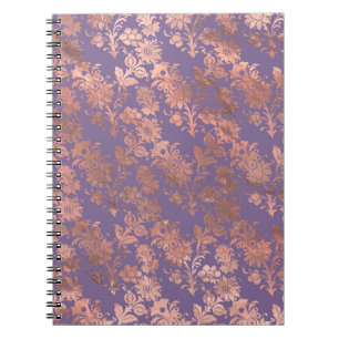 Glamourous Rose Gold Foil and Lavender Floral Notebook