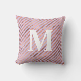 Glamourous Rose Gold Foil and Lavender Stripes Cushion