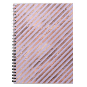 Glamourous Rose Gold Foil and Lavender Stripes Notebook