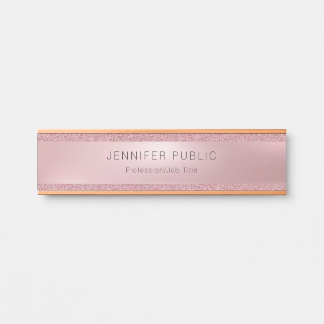 Glamourous Rose Gold Glitter Elegant Professional Door Sign (Front)
