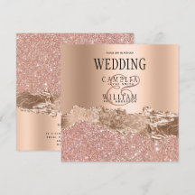 Glamourous Rose Gold Glitter Foil Wedding Invitat