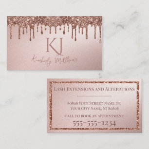 Glamourous Rose Gold Glitter Monogram Initials Business Card