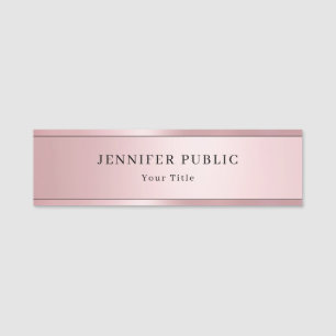 Glamourous Rose Gold Modern Elegant Template Name Tag
