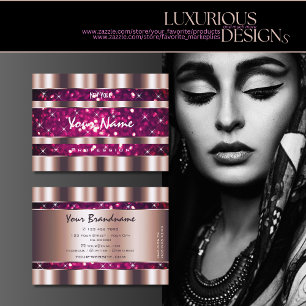 Glamourous Rose Gold Pink Glitter Luminous Stars Business Card