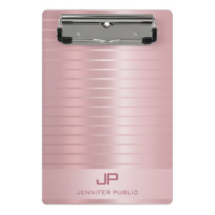 Glamourous Rose Gold Template Modern Monogram Mini Clipboard