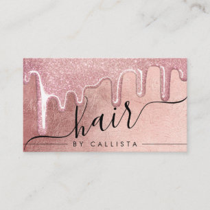 Glamourous Rose Gold Thick Glitter Drips Hair Business Card