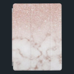 Glamourous Rose Gold White Glitter Marble Gradient iPad Pro Cover<br><div class="desc">This elegant and girly design perfect for the trendy and stylish fashionista. It features a faux printed rose gold sparkly glitter ombre gradient on top of a rose pink and white marble stone pattern background. It's glamourous, chic, luxurious, modern, and classy. ***IMPORTANT DESIGN NOTE: For any custom design request such...</div>