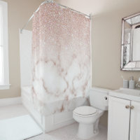 Glamourous Rose Gold White Glitter Marble Gradient