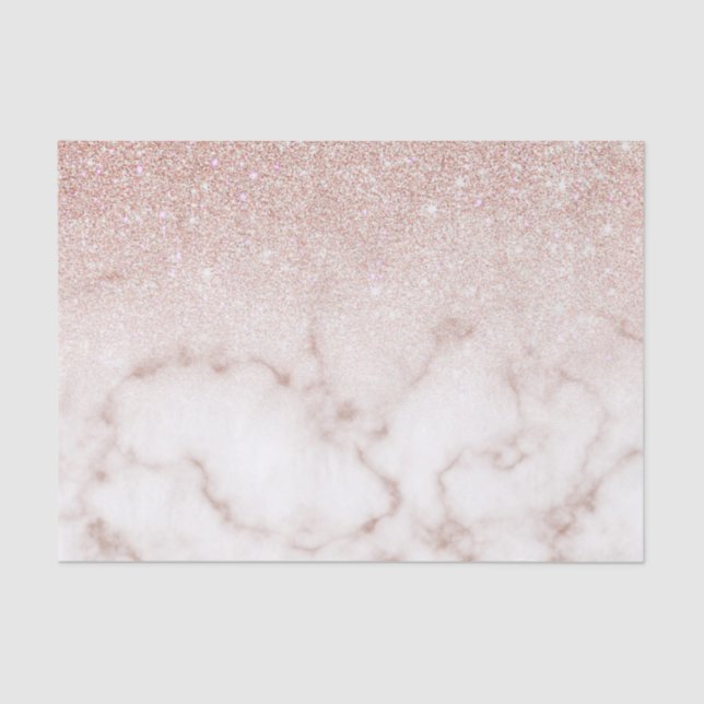 Glamourous Rose Gold White Glitter Marble Gradient Tissue Paper (Front)