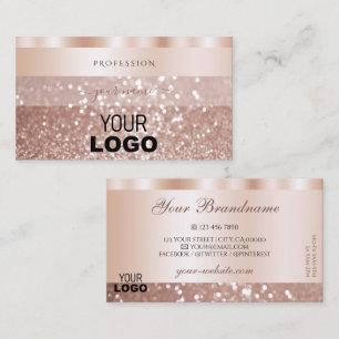 Glamourous Rose Golden Bright Sparkle Glitter Logo Business Card