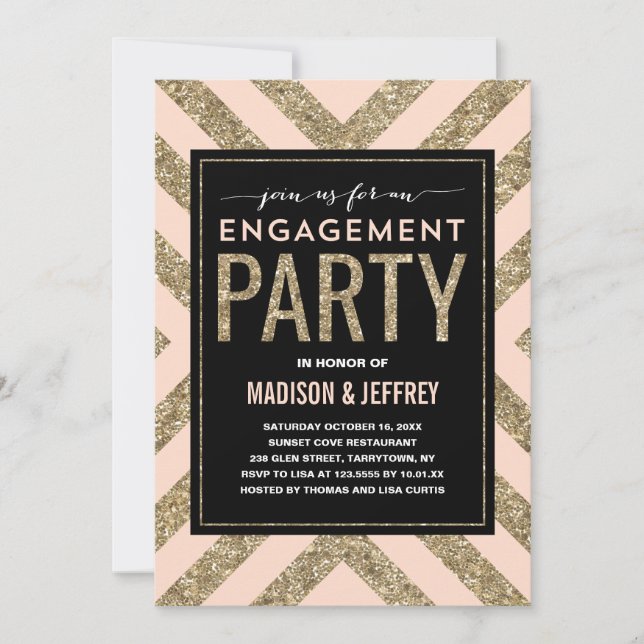 Glamourous Shimmer | Engagement Party Invitation (Front)