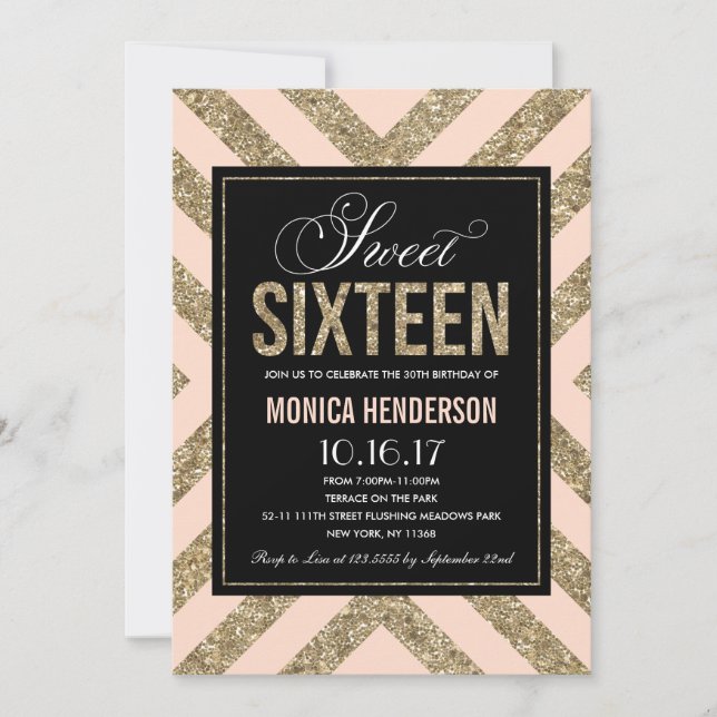Glamourous Shimmer | Sweet Sixteen Party Invitatio Invitation (Front)