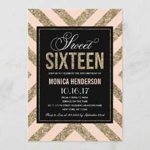 Glamourous Shimmer   Sweet Sixteen Party Invitatio Invitation
