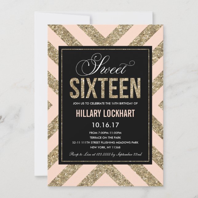 Glamourous Shimmer | Sweet Sixteen Party Invitatio Invitation (Front)