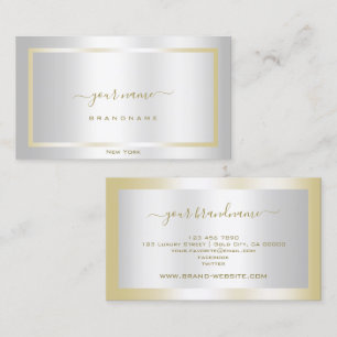 Glamourous Silver Effect with Gold Frame Elegant Business Card