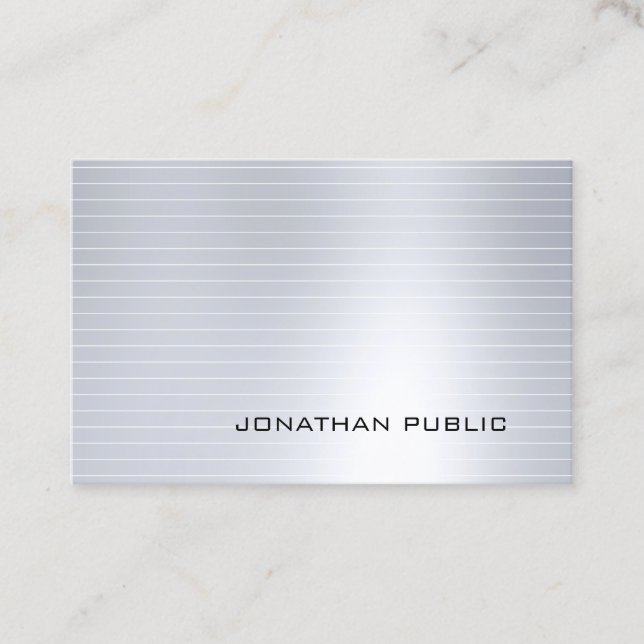 Glamourous Silver Elegant Professional Modern Cool Business Card (Front)