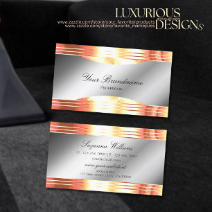 Glamourous Silver Shimmery Rose Gold Sophisticated Business Card