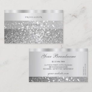 Glamourous Silver Sparkling Glitter Diamonds Luxur Business Card