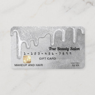 Glamourous Silver Thick Glitter Drips Gift Credit Business Card