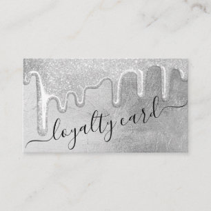 Glamourous Silver Thick Glitter Drips Loyalty Card