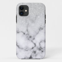 Glamourous Silver White Glitter Marble Gradient