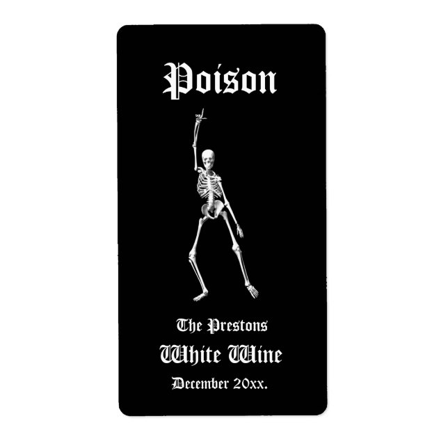 Glamourous Skeletons Poison Wine Label (Front)
