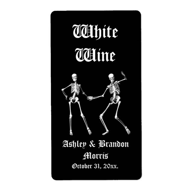 Glamourous Skeletons Wedding Wine Label (Front)