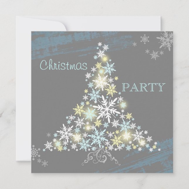 Glamourous Snowflake Tree Christmas Party Invitation (Front)