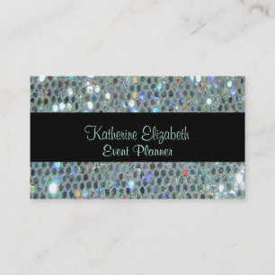 Glamourous Sparkly Glittery Glitzy Silver Bling Business Card