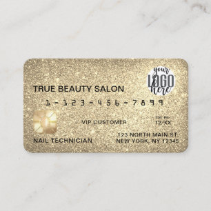 Glamourous Sparkly Gold Glitter Credit Card Logo