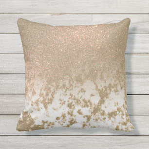 Glamourous Sparkly Gold Glitter Marble Ombre Cushion