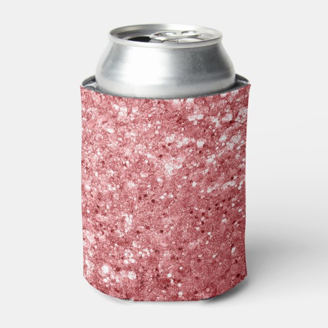 Glamourous Sparkly Pink Glitter Can Cooler (Can Front)