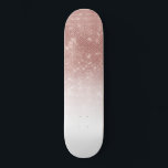 Glamourous Sparkly Rose Gold Glitter Sequin Ombre Skateboard<br><div class="desc">This chic and glamourous design is perfect for the trendy and stylish woman. It depicts a faux printed sparkly rose gold glitter sequin and white ombre gradient. It's modern, girly, pretty, and cool. ***IMPORTANT DESIGN NOTE: For any custom design request such as matching product requests, colour changes, placement changes, or...</div>
