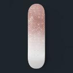 Glamourous Sparkly Rose Gold Glitter Sequin Ombre Skateboard<br><div class="desc">This chic and glamourous design is perfect for the trendy and stylish woman. It depicts a faux printed sparkly rose gold glitter sequin and white ombre gradient. It's modern, girly, pretty, and cool. ***IMPORTANT DESIGN NOTE: For any custom design request such as matching product requests, colour changes, placement changes, or...</div>