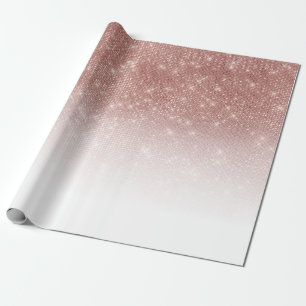 Glamourous Sparkly Rose Gold Glitter Sequin Ombre Wrapping Paper