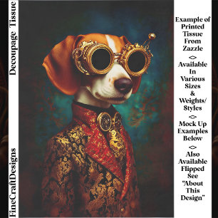Glamourous Steampunk Beagle Dog EZ5R Decoupage Tissue Paper