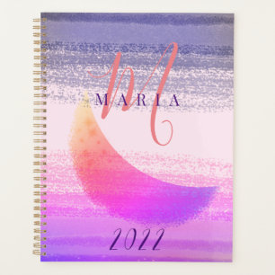 Glamourous Stylish Ombre Moon Abstract Monogram Planner