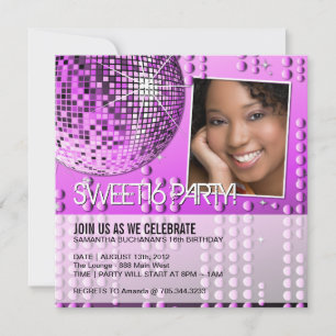 Glamourous Sweet Sixteen Disco Ball Invitation