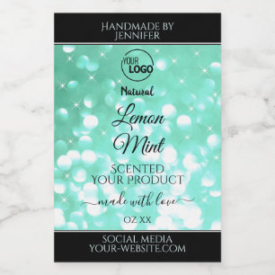 Glamourous Teal Sparkle Glitter Logo Product Label
