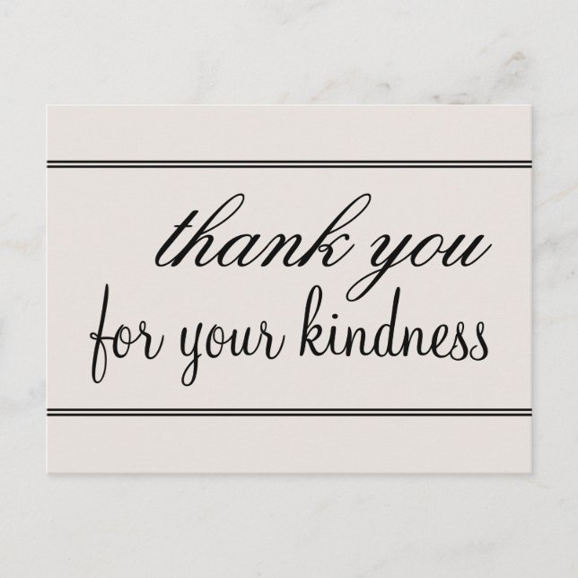Glamourous "thank you for your kindness" Postcard (Front)