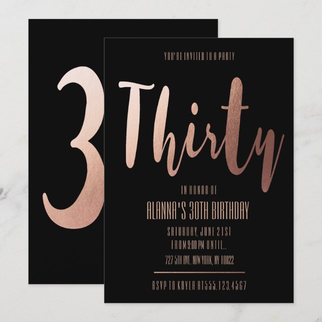Glamourous, Thirty Birthday Invitations (Front/Back)