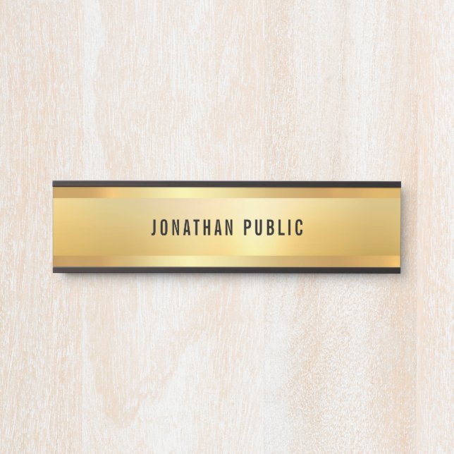 Glamourous Trendy Faux Gold Modern Template Door Sign (Front)