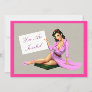 Glamourous Vintage Pink Pin Up Invitation