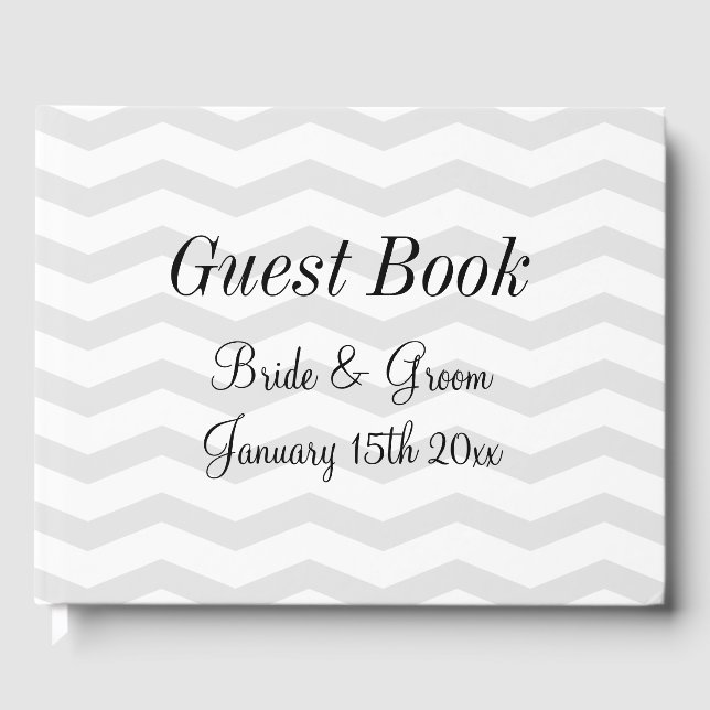 Glamourous wedding guest book with chevron pattern (Front)