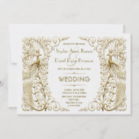Glamourous White Gold Art Deco Peacocks Wedding