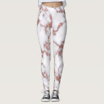 Glamourous White Rose Gold Glitter Marble Pattern Leggings<br><div class="desc">This chic and glamourous marble pattern is a trendy and unique twist on a classic pattern. Marbles are all the rage right now and this original design has been infused with faux printed rose gold glitter sequin marble veins on white stone. It’s the perfect choice for the elegant, stylish, and...</div>