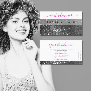 Glamourous White Silver Sparkling Glitter Shimmery Business Card