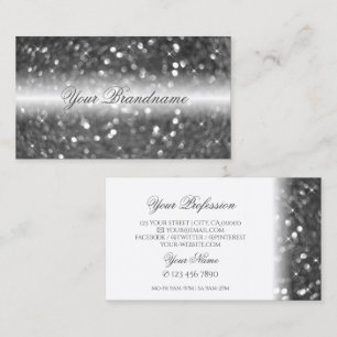 Glamourous White Silver Sparkling Glitter Stylish Business Card