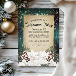 Glamourous Winter Floral with White Poinsettias Invitation