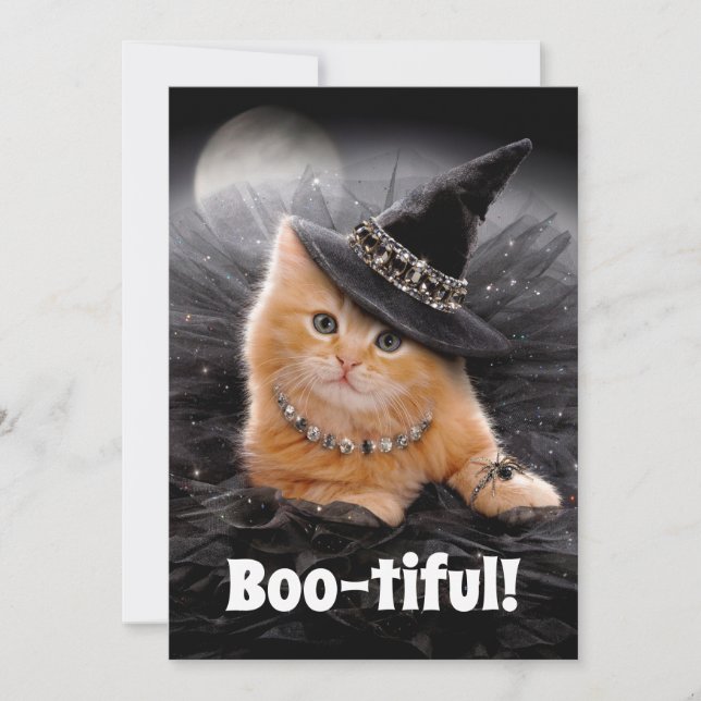 Glamourous Witch Kitten Invitation (Front)